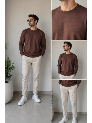 Sofun Osyho Kumaş Sıfır  Yaka Erkek Sweatshirt