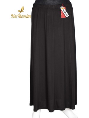 Hermevsim Hesna Kadın Sezen Battal Beden 8 Parça Pamuklu Penye Siyah Etek