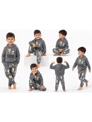 Modenya 2-5 Yaş Kapşonlu Baskılı 2 Li Çocuk Takımı