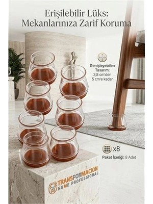 Aylina Mey Ithalat®  Silent Keçe Tabanlı Şeffaf Sandalye Ayak Koruyucu 8'li Set 723000