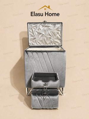 Elasu Çeyiz Modern ve Şık Banyo Kirli Sepeti Seti-Elasu home