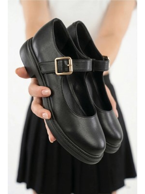 Giamgia Store Kadın Acı Kahve Kalın Tabanlı Tokalı Bantlı Loafer Günlük Ayakkabı