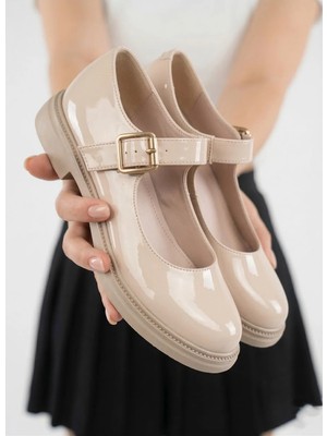Giamgia Store Kadın Acı Kahve Kalın Tabanlı Tokalı Bantlı Loafer Günlük Ayakkabı
