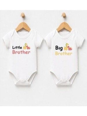 Sun Baby Home Sunbabyhome %100 Pamuklu Bebek Body -Lıttle Brother And Big Brother - Ikizlere Bebek Zıbın Badi - Yazılı Zıbın