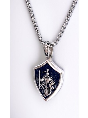 Ak Store Silver Erkek Cesaret, Güç, Aile (Courage,strength,family) K-184 Paslanmaz Kromix Çelik Gümüş Kaplama Kolye