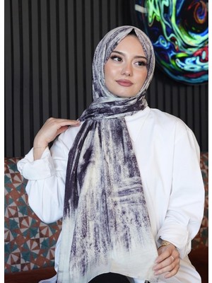 Afvente Geometrik Desen Açık Gri Soft Pamuk Şal