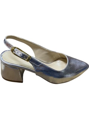 Güven Kundura Kadın Kalın Topuklu Rugan Arkası Açık Ayakkabı