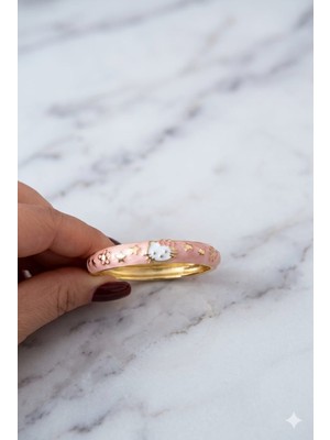 Tılsım Accesories Mineli Çocuk Kelepçe Bileklik Toz Pembe 5cm
