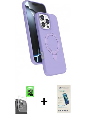 Marsilyan™- iPhone 16 Pro Max Kılıf Iz Işık Koleksiyonu - Şeffaf Pasifik Cam Ekran Koruyucu + Siyah Raze Metal Kamera Lens