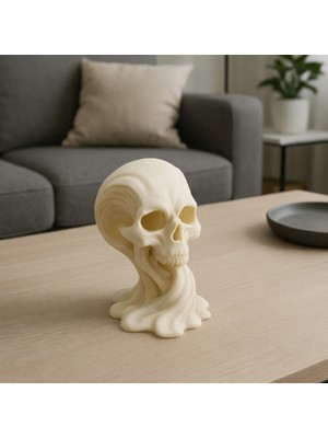Modela Eriyen Kafatası Dekoratif Obje | Modern Gotik & Sürreal Masa Üstü Biblo (Pla+ 3D Baskı)