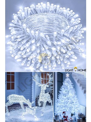 Light Home 80 LED 10 Metre Pilli Beyaz Işık Zinciri Dekoratif Peri Led, Oda Yatak Odası Salon Masa Parti Düğün Noel Süsleme Aydınlatması, Enerji Tasarruflu, Iç Mekan ve Balkon Kullanımına Uygun Şık Tasarımlı