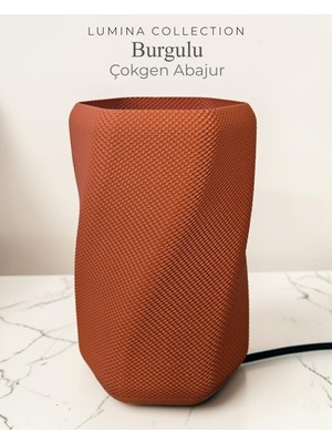 Korixa Korıxa Lumina Burgulu Çokgen Abajur – Modern Dekoratif Masa Lambası & Gece Lambası Kiremit