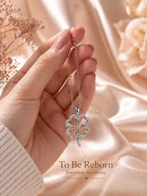 To Be Reborn Çelik Zirkon Taşlı Yonca Model Kolye