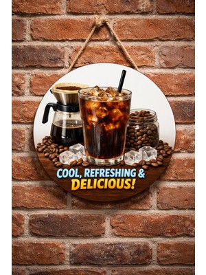 Mayeka Iced Filter Coffee Temalı Cafeler Kahveciler Baristalar Için Ahşap Duvar Kapı Dekoratif Süs Tablo