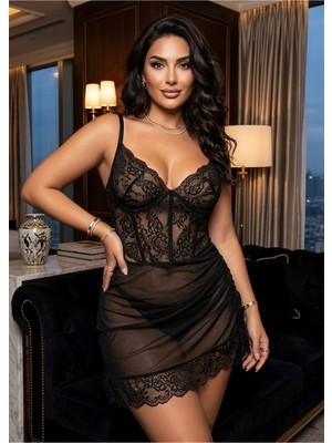 Sb Shopping Kadın Siyah Dantelli Gecelik