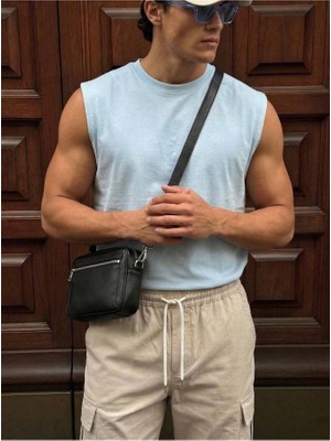 Elku Moda Erkek Oversize Sıfır Kol T-Shirt Geniş Omuz Kesim Salaş Basic Atlet Pamuklu Rahat Kalıp Tişört