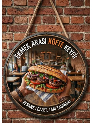 Mayeka Ekmek Arası Köfte Temalı Büfeler Cafeler Köfteciler Için Ahşap Duvar Kapı Dekoratif Süs Tablo