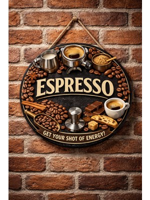 Mayeka Espresso Retro Temalı Cafeler Kahveciler Baristalar Için Ahşap Duvar Kapı Dekoratif Süs Tablo