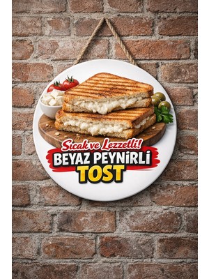 Mayeka Beyaz Peynirli Tost Temalı Büfeler Cafeler Tostçular Için Ahşap Duvar Kapı Dekoratif Süs Tablo