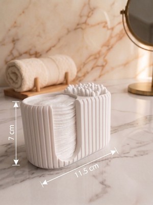 Modern Dekoratif Makyaj Pamuğu ve Kulak Çubuğu Düzenleyici Banyo Organizeri - Beyaz