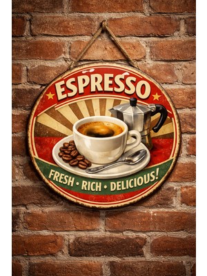 Mayeka Espresso Retro Temalı Cafeler Kahveciler Baristalar Için Ahşap Duvar Kapı Dekoratif Süs Tablo