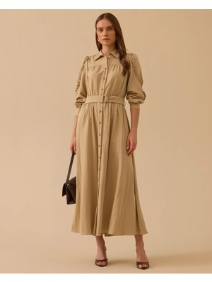 Seçil 1030 Fırfır Detaylı Kemerli Elbise #26#