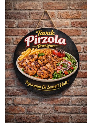 Mayeka Tavuk Pirzola Temalı Kebapçılar Restoranlar Lokantalar Için Ahşap Duvar Kapı Dekoratif Süs Tablo
