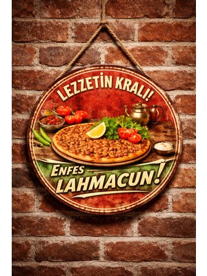 Mayeka Lahmacun Temalı Kebapçılar Restoranlar Lokantalar Için Ahşap Duvar Kapı Dekoratif Süs Tablo
