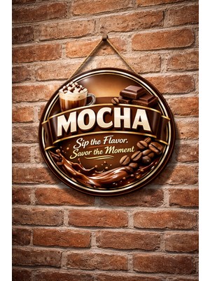 Mayeka Mocha Temalı Cafeler Kahveciler Baristalar Için Ahşap Duvar Kapı Dekoratif Süs Tablo