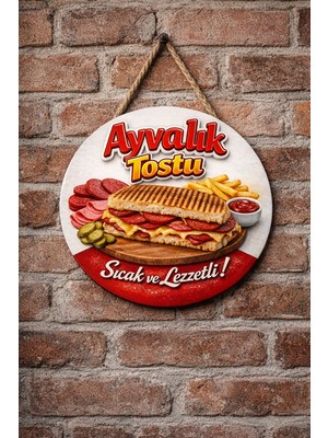 Mayeka Ayvalık Tostu Temalı Büfeler Cafeler Tostçular Için Ahşap Duvar Kapı Dekoratif Süs Tablo