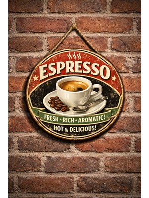 Mayeka Espresso Retro Temalı Cafeler Kahveciler Baristalar Için Ahşap Duvar Kapı Dekoratif Süs Tablo