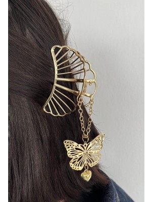 Zurafa Shop Altın Renk Kelebek Figürlü Metal Mandal Toka
