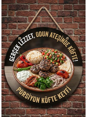 Mayeka Porsiyon Köfte Temalı Büfeler Cafeler Köfteciler Için Ahşap Duvar Kapı Dekoratif Süs Tablo