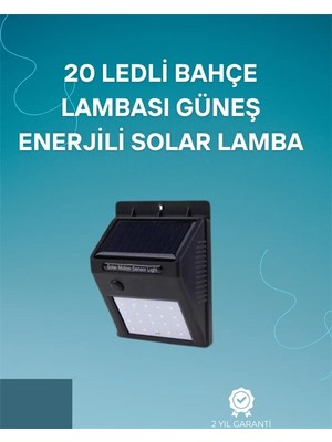 TKÇ Hareket Sensörlü Solar Lamba | 120° Algılama Açısı, 3-4 Metre Mesafe, Suya Dayanıklı LED