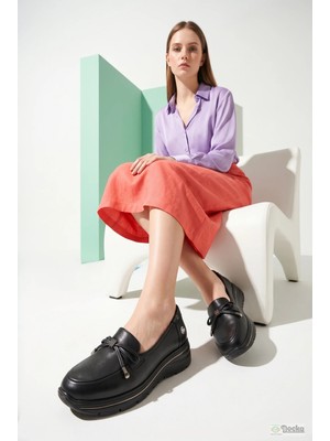 Mammamia Kadın Günlük Ortopedik Hakiki Deri Kalın Taban Bağcıksız Mevsimlik Ayakkabı M27YA/3195