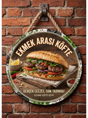 Mayeka Ekmek Arası Köfte Temalı Büfeler Cafeler Köfteciler Için Ahşap Duvar Kapı Dekoratif Süs Tablo