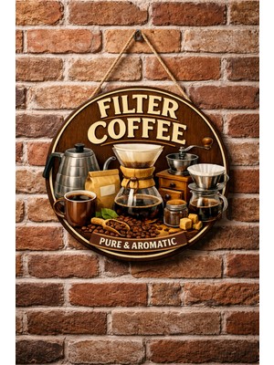 Mayeka Filtre Kahve Temalı Cafeler Kahveciler Baristalar Için Ahşap Duvar Kapı Dekoratif Süs Tablo
