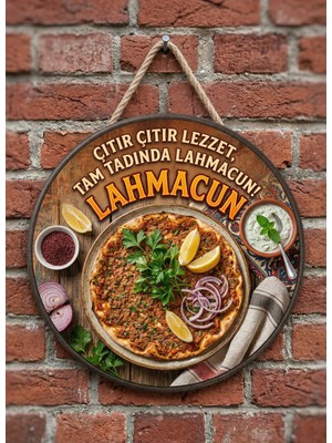 Mayeka Lahmacun Temalı Kebapçılar Restoranlar Lokantalar Için Ahşap Duvar Kapı Dekoratif Süs Tablo