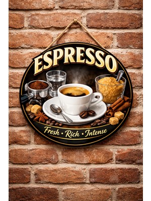 Mayeka Espresso Retro Temalı Cafeler Kahveciler Baristalar Için Ahşap Duvar Kapı Dekoratif Süs Tablo