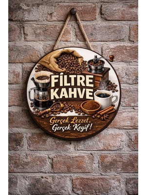 Mayeka Filtre Kahve Temalı Cafeler Kahveciler Baristalar Için Ahşap Duvar Kapı Dekoratif Süs Tablo