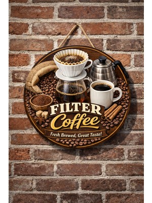 Mayeka Filtre Kahve Temalı Cafeler Kahveciler Baristalar Için Ahşap Duvar Kapı Dekoratif Süs Tablo