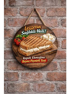 Mayeka Kepek Ekmeğinde Beyaz Peynirli Tost Temalı Büfeler Cafeler Tostçular Için Ahşap Duvar Kapı Dekoratif