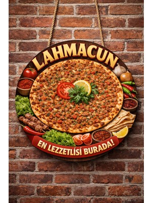 Mayeka Lahmacun Temalı Kebapçılar Restoranlar Lokantalar Için Ahşap Duvar Kapı Dekoratif