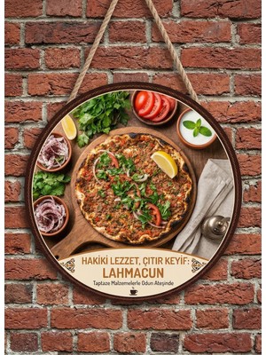 Mayeka Lahmacun Temalı Kebapçılar Restoranlar Lokantalar Için Ahşap Duvar Kapı Dekoratif Süs Tablo