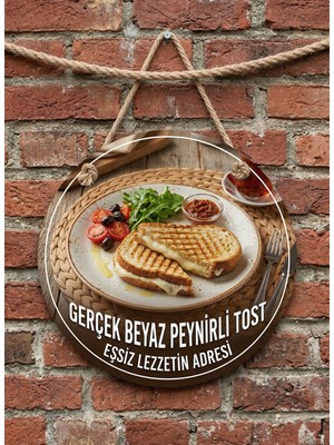 Mayeka Beyaz Peynirli Tost Temalı Büfeler Cafeler Tostçular Için Ahşap Duvar Kapı Dekoratif Süs Tablo