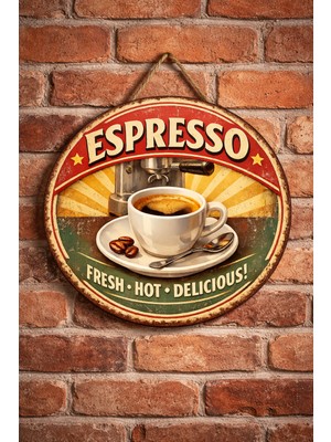 Mayeka Espresso Retro Temalı Cafeler Kahveciler Baristalar Için Ahşap Duvar Kapı Dekoratif Süs Tablo