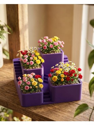 TKÇ 3D Tasarım Kaktüs Saksısı Çok Katlı Dekoratif Bitki Standı