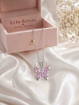 To Be Reborn Çelik Zirkon Taşlı Kelebek Model Kolye