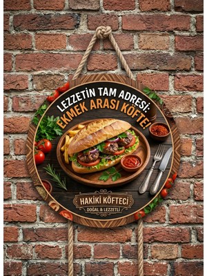 Mayeka Ekmek Arası Köfte Temalı Büfeler Cafeler Köfteciler Için Ahşap Duvar Kapı Dekoratif Süs Tablo