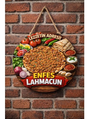 Mayeka Lahmacun Temalı Kebapçılar Restoranlar Lokantalar Için Ahşap Duvar Kapı Dekoratif Süs Tablo